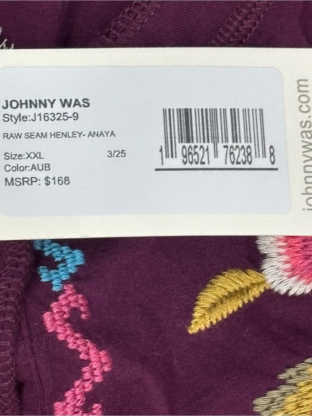 NWT Johnny Was Anaya Raw Seam Henley in Plum Size XXL - Picture 11 of 11
